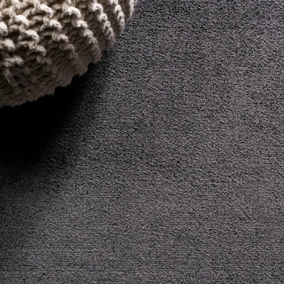 Haze Solid Low-Pile Runner Rug, Black, 3 X 5 Oval