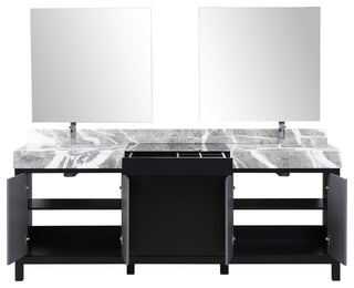 Zilara Black and Grey 84" Double Vanity Set, Monte Chrome Faucet Set