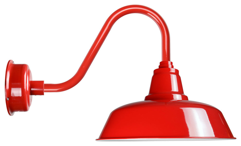 16" Farmhouse LED Sconce Light With Rustic Arm, Red