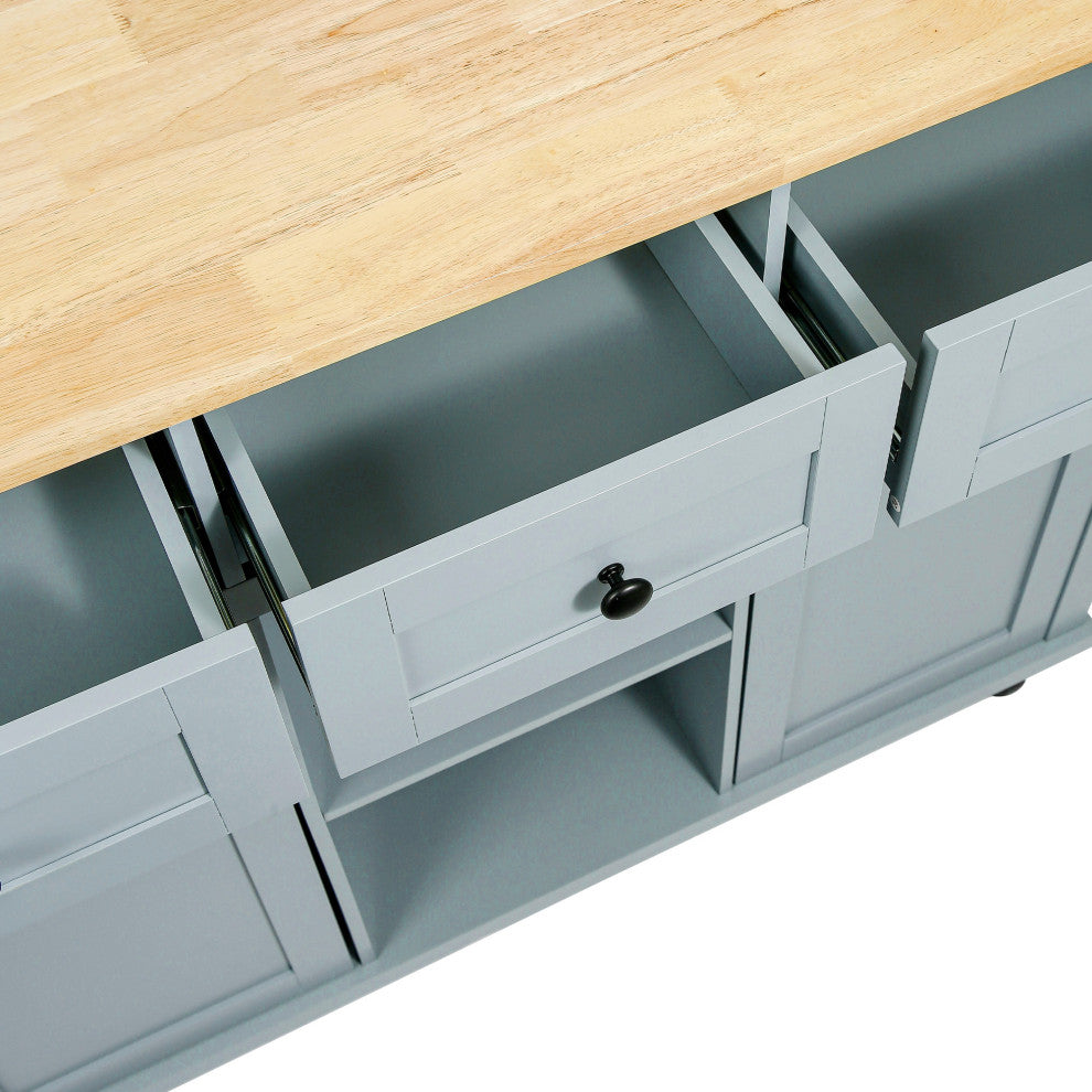 Black/Blue/White MDF Kitchen Cart Multifunctional, Storage Cabinet, Blue