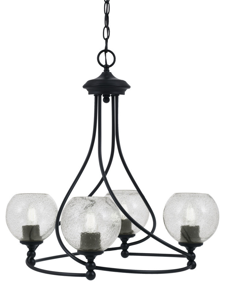 Capri 4-Light Chandelier, Matte Black/Smoke Bubble