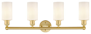 Clymer 4-Light 31" Bath Vanity Light, Satin Gold, Matte White Shade