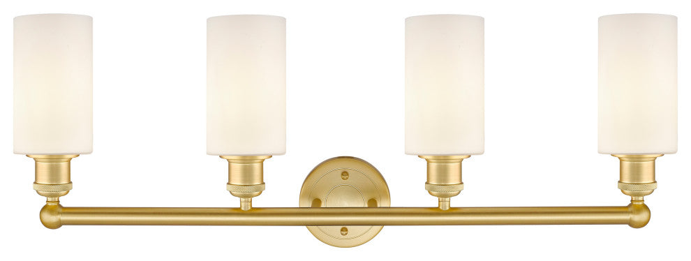 Clymer 4-Light 31" Bath Vanity Light, Satin Gold, Matte White Shade