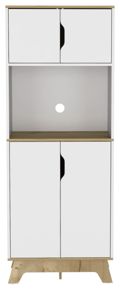 Microwave Tall Cabinet Wallas, Kitchen, Light Oak / White
