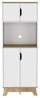 Microwave Tall Cabinet Wallas, Kitchen, Light Oak / White