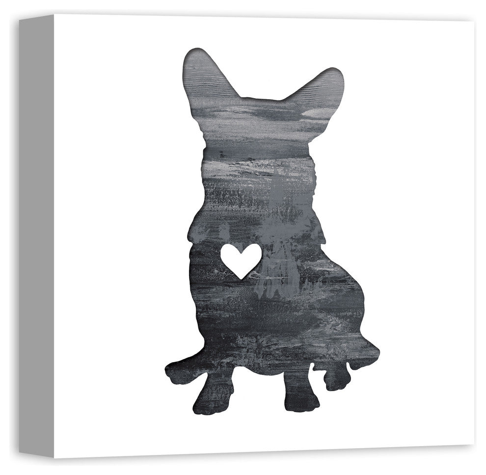 Designs Direct Creative Group Ink Silhouette Corgi 16x16 Canvas Wall Art