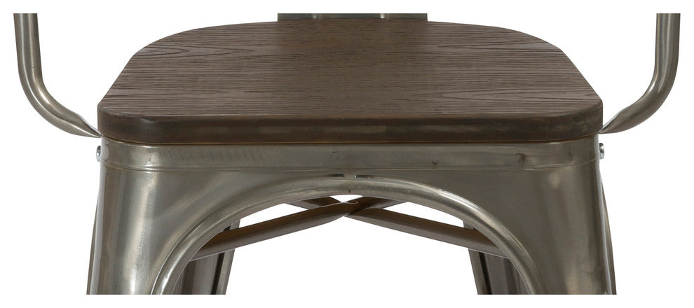 Tucker Metal and Wood Dining Armchairs, Set of 4