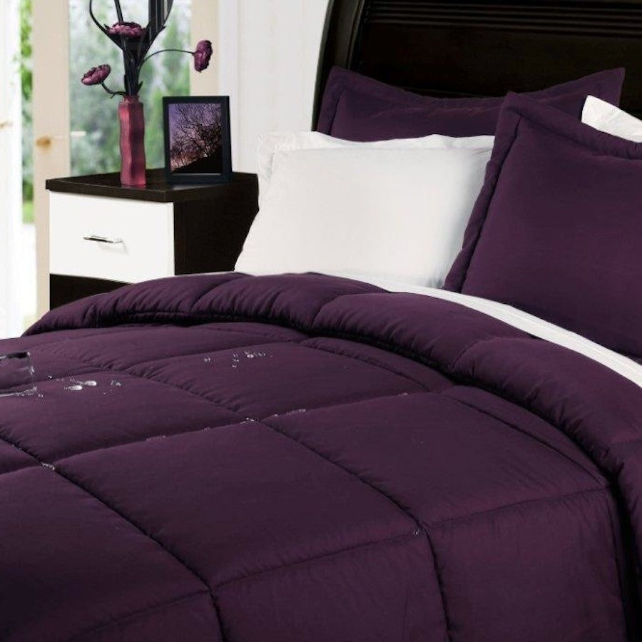 Lotus Home Water and Stain Resistant Microfiber Comforter Mini Set, Fig, King