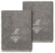 Linum Home Turkish Cotton Monica 2-Piece Embellished Washcloth Set, Dark Gray
