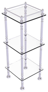 Three Tier Etagere with 14" x 14" Shelves, Polished Chrome