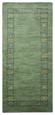 HAND KNOTTED LOOM WOOL ECO-FRIENDLY AREA RUGS - Runner, Green, Contemporary