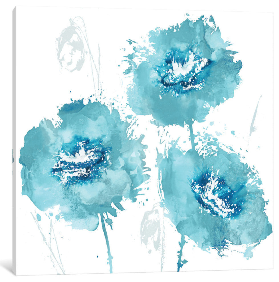 "Flower Burst In Aqua I" by Vanessa Austin, Canvas Print, 26x26"