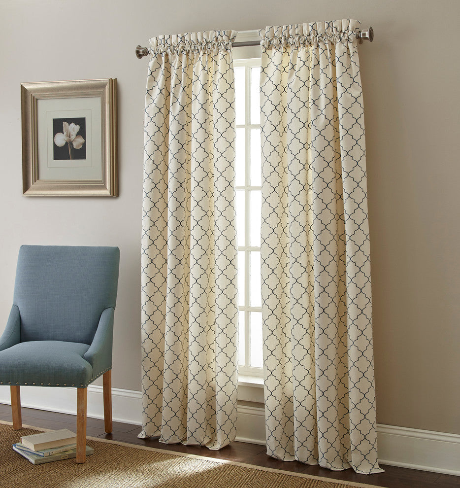 Sherry Kline Westbury 63" Embroidered Window Panel, Set Of 2, Light Blue