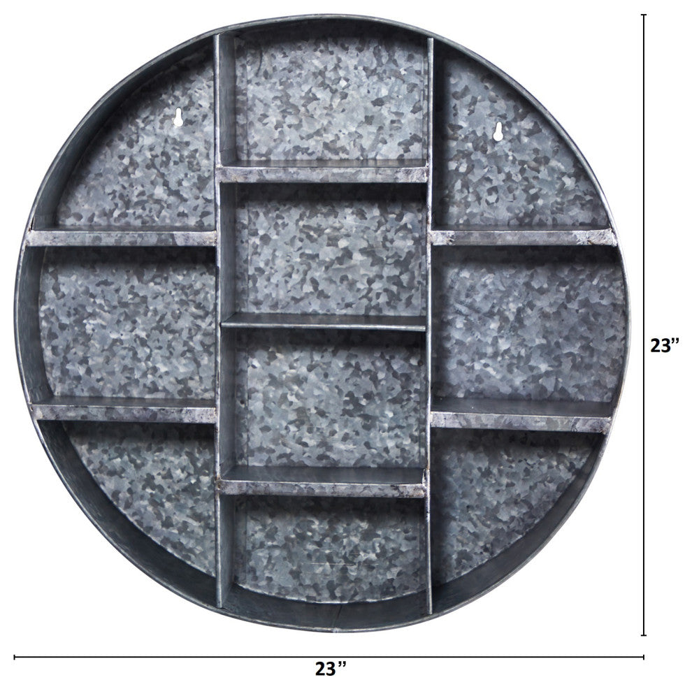 23" Galvanized Round Metal Wall Mounted Shelf System