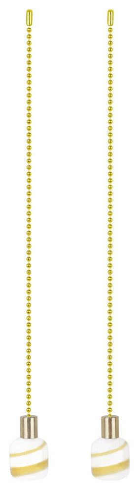 Aspen Creative 20509-X, 12" Glass Knob with Pull Chain, Cream With Yellow Line,
