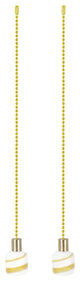 Aspen Creative 20509-X, 12" Glass Knob with Pull Chain, Cream With Yellow Line,