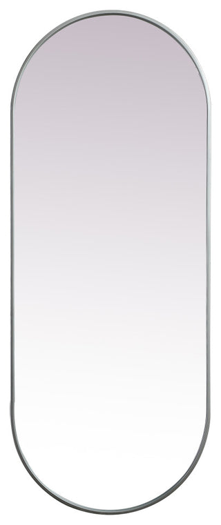 Home Living Metal Frame Oval Mirror 24x60 Inch, Silver