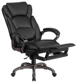 High Back Black Leather Executive Reclining Office Chair-Padded Armrests