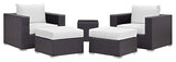 Convene 5 Piece Outdoor Patio Sectional Set, Espresso White