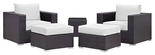 Convene 5 Piece Outdoor Patio Sectional Set, Espresso White