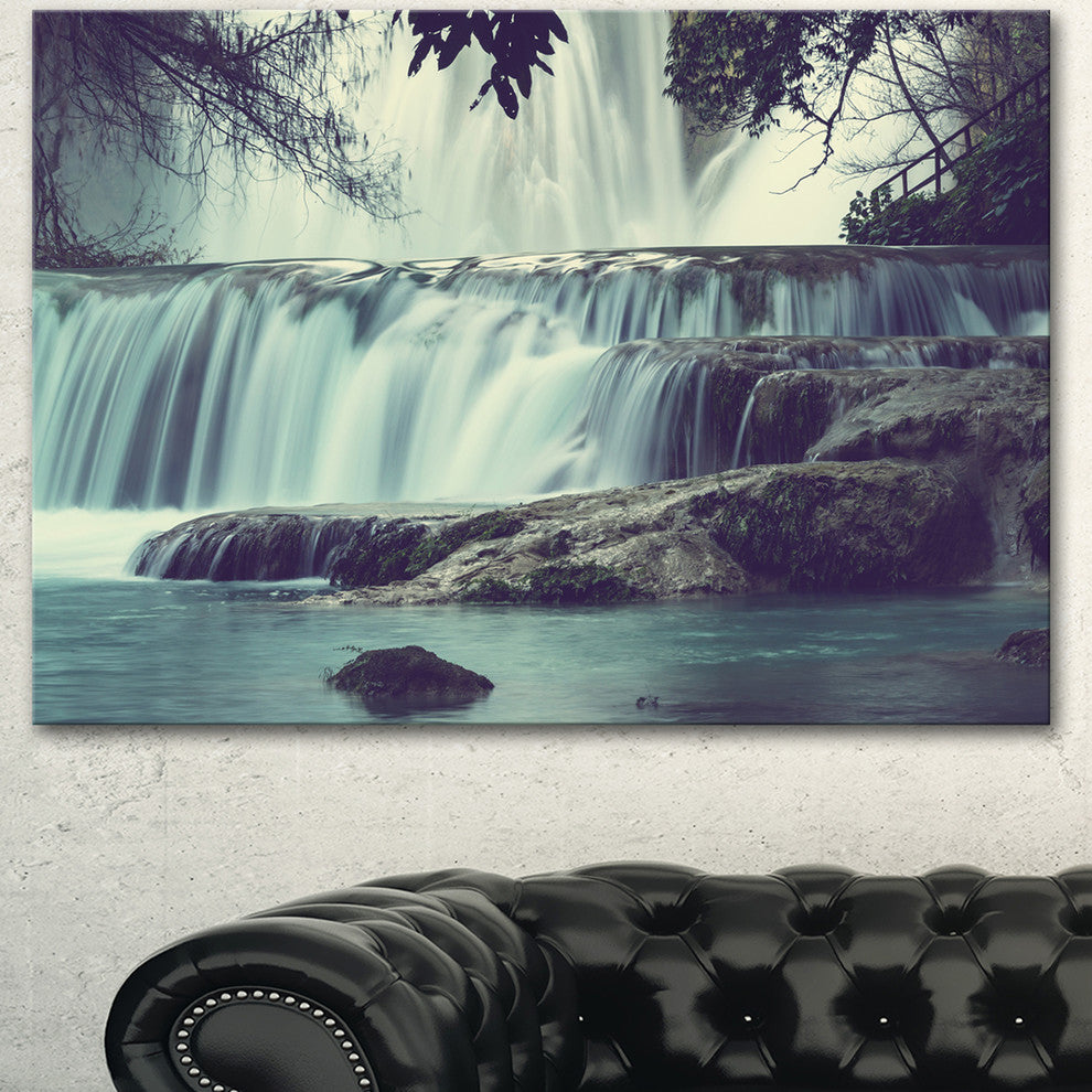 Amazing Waterfall in Mexico, Landscape Canvas Art Print, 40"x30"