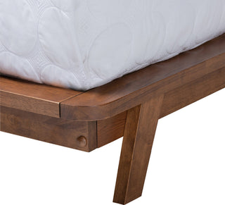 Mid-Century Modern Grey Fabric Upholstered Wood Full Size Platform Bed