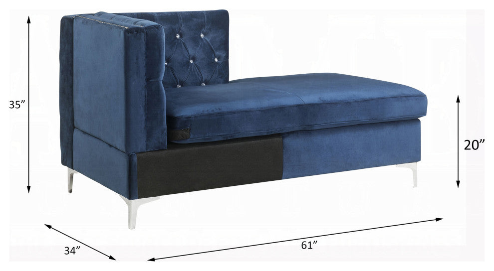 ACME Jaszira Modular Chaise, Blue Velvet
