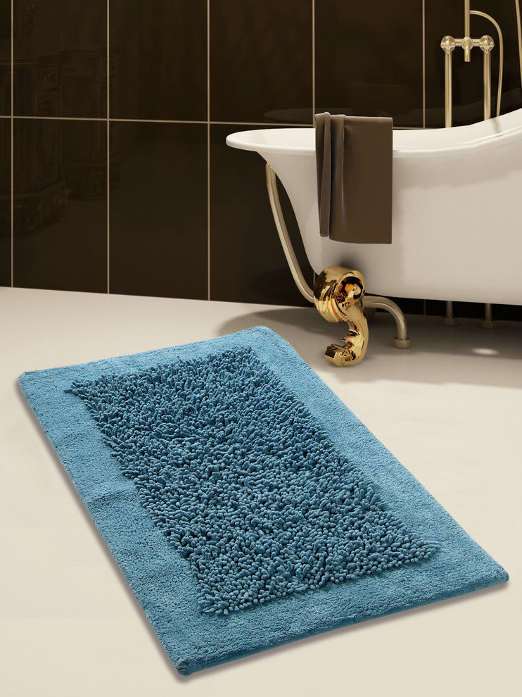 Bath Rug Cotton and Chenille Tufted, 34"x21", Arctic Blue, GSF 200, Lima