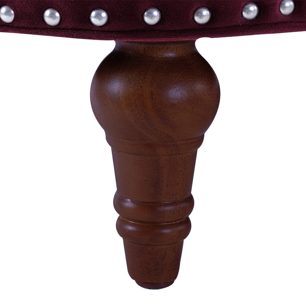 La Rosa Victorian Chesterfield Loveseat, Burgundy Velvet