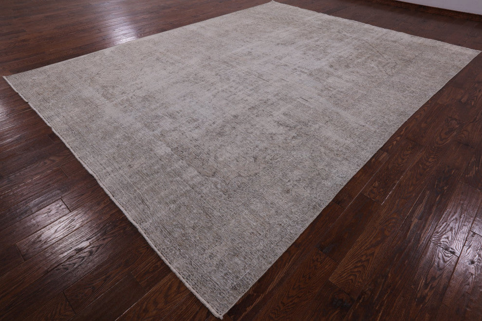 9' 4" X 12' 7" Persian Vintage White Wash Hand Knotted Rug Q4674