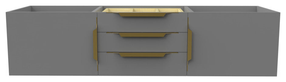 CastelloUSA Alpine 60" Wall Mounted Vanity, Base Only, Gray, Gold Handles