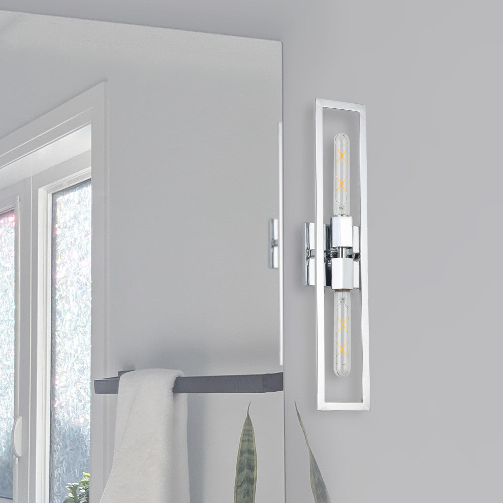 Wisteria Contemporary 2 Light Polished Chrome Metal Wall