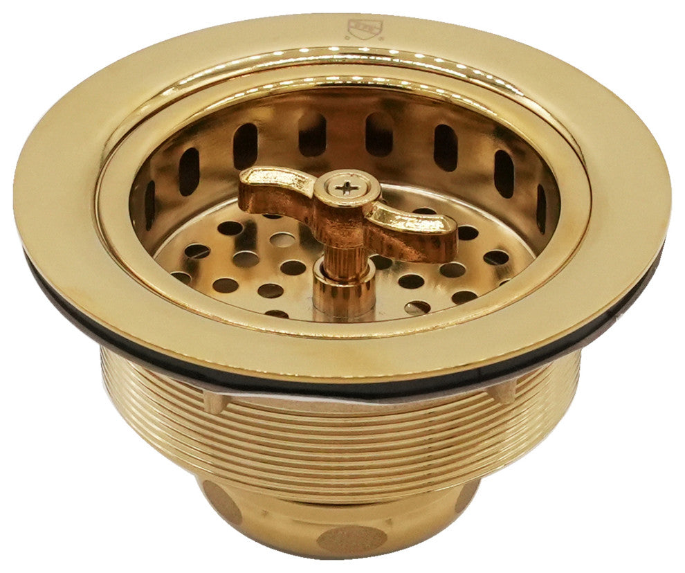 Wing Nut Style Large Kitchen Basket Strainer In Oil Rubbed Bronze, Polished Brass