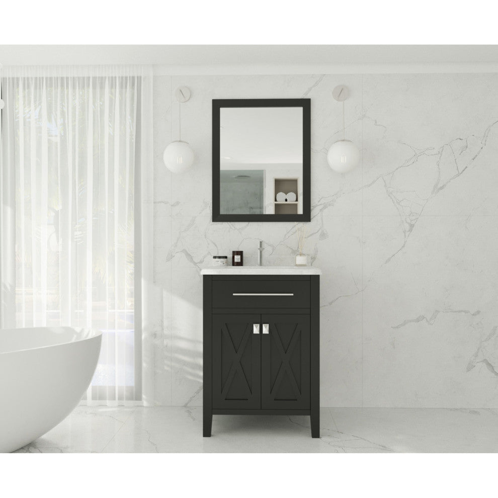 Wimbledon, 24" Espresso Cabinet With White Carrara Marble Countertop