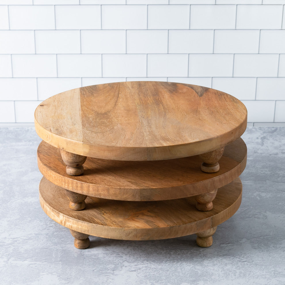 Artisan Wood - Farmhouse Natural Decorative 16" Footed Charcuterie Board