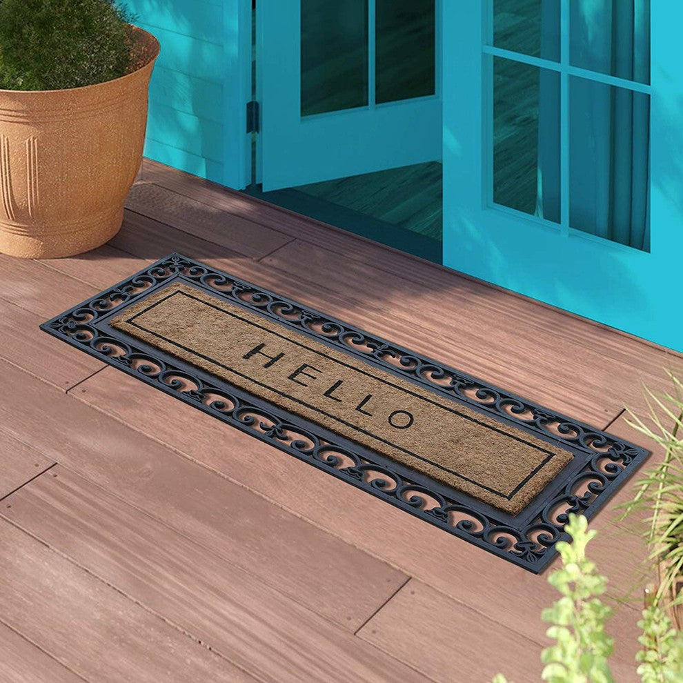 A1HC Natural Coir and Rubber Large Door Mat, 18"X48"