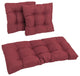 Squared Solid Spun Polyester Tufted Settee Cushions, Set of 3, Merlot