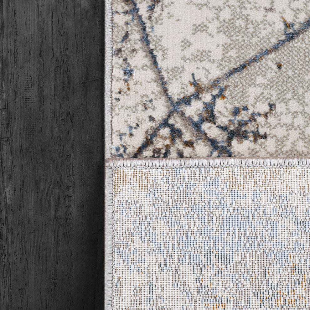 Dynamic Rugs Gold Polyester Area Rug 1352-897 Cream/Silver/Gold, 7'x10'