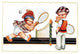 Children Playing Tennis - Gallery Wrapped Canvas Art 28" x 42"