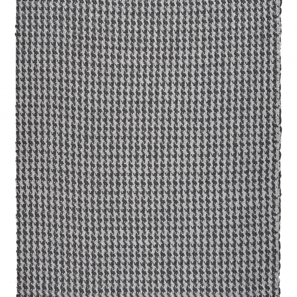 3' X 5' Gray Wool Houndstooth Hand Woven Area Rug