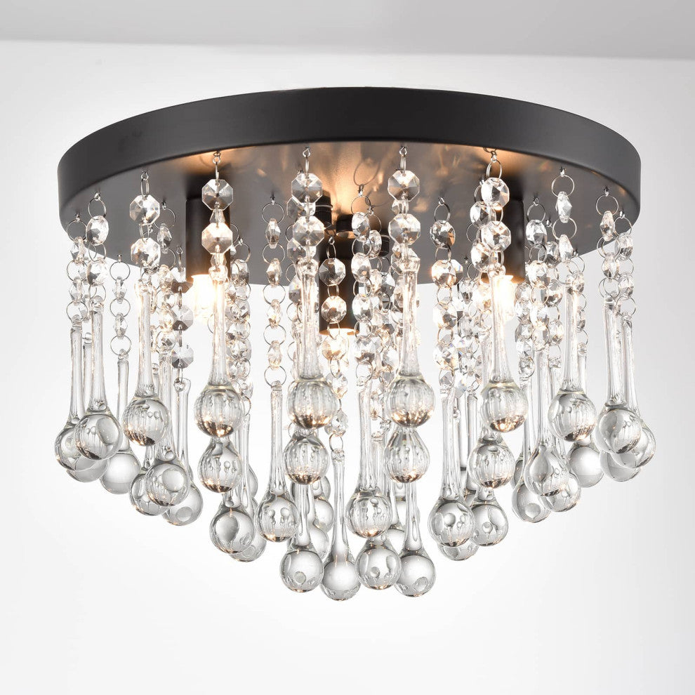 Modern Crystal Ceiling Light 3-Light Flush Mount Light Fixture