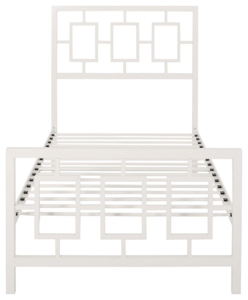 Madera Modern Iron Twin Bed Frame, White