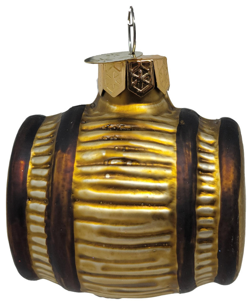 Luxe Glass Wine Barrel Keg Ornament Winery Vineyard Old World Cask Vintage Style