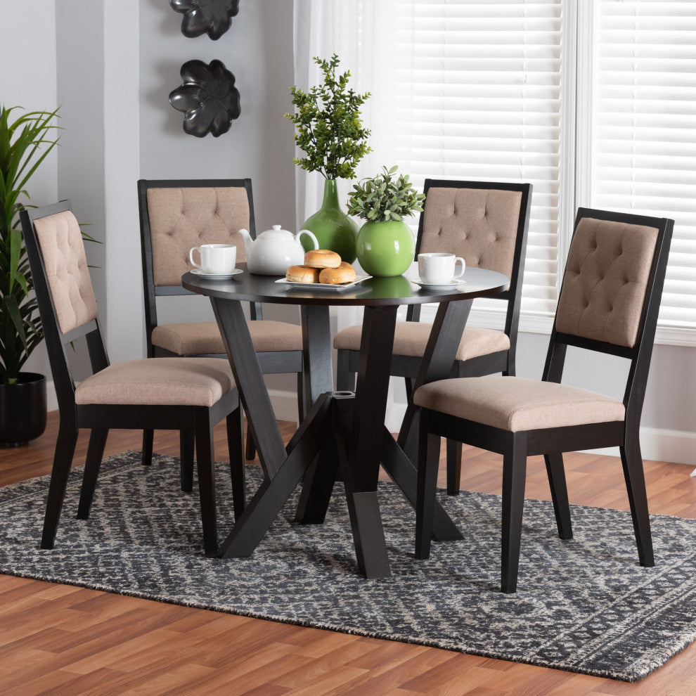 Avery Sand Fabric 5-Piece Dining Set