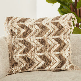 Jaipur Living Takeo Chevron Olive/Ivory Down Pillow, 22"