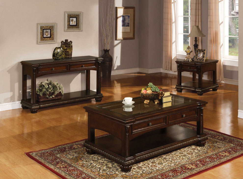 HomeRoots 18" X 54" X 30" Cherry Wood Veneer Sofa Table