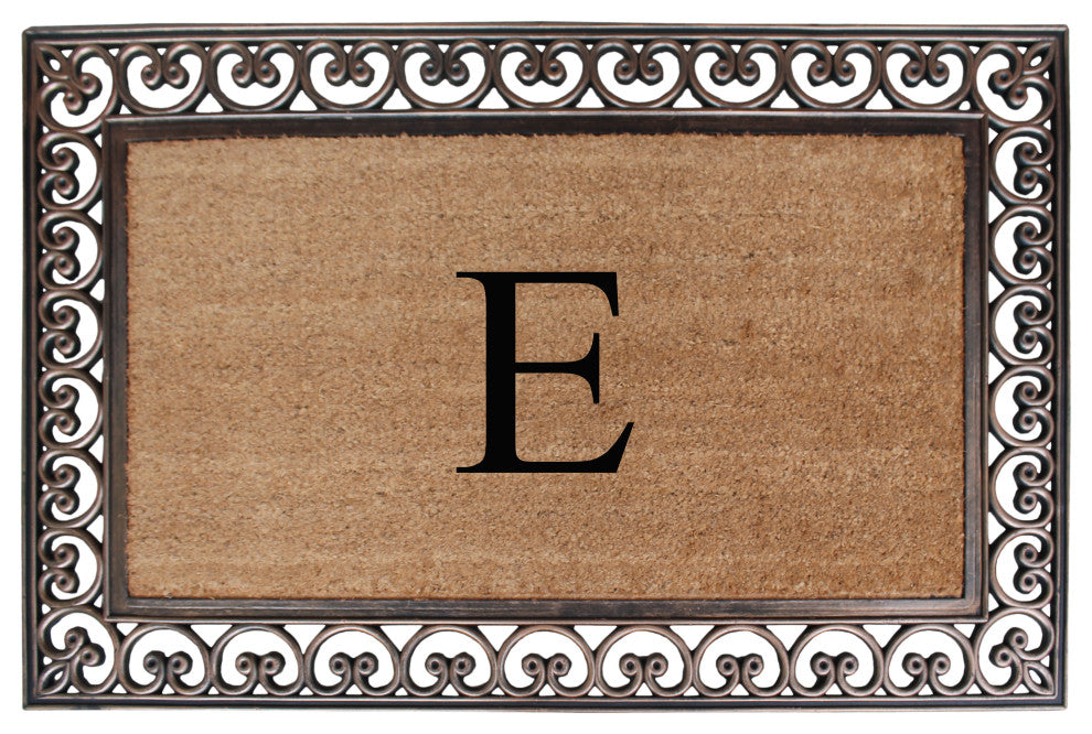 A1HC Rubber & Coir Classic Paisley Border Large Double Monogram Doormat 30X48, E