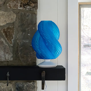 13.5" Coastal Plant-Based PLA 3D Printed Dimmable LED Table Lamp, Blue