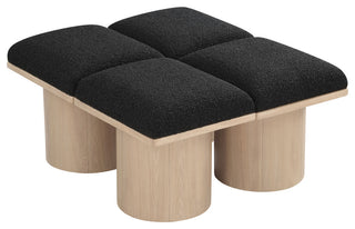 Pavilion Boucle Fabric Upholstered 4-Piece Modular Bench, Black, Natural Finish