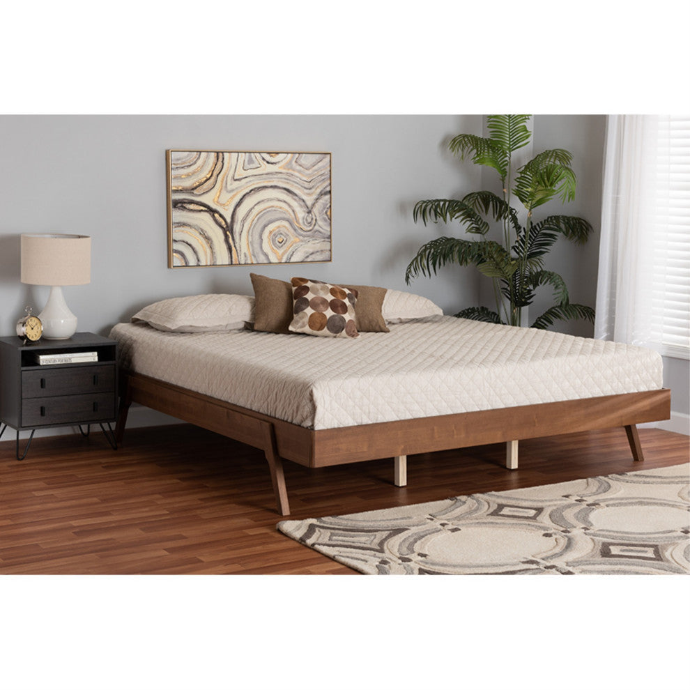 Sarita Ash Walnut Finished Wood King Size Bed Frame